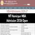 NIT Hamirpur MBA Admission 2026 Begins; Apply Till May 12